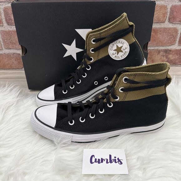 Converse Chuck Taylor High Men's Size 8.5 W 10.5 Black Olive Sneakers A04512F - Picture 3 of 14